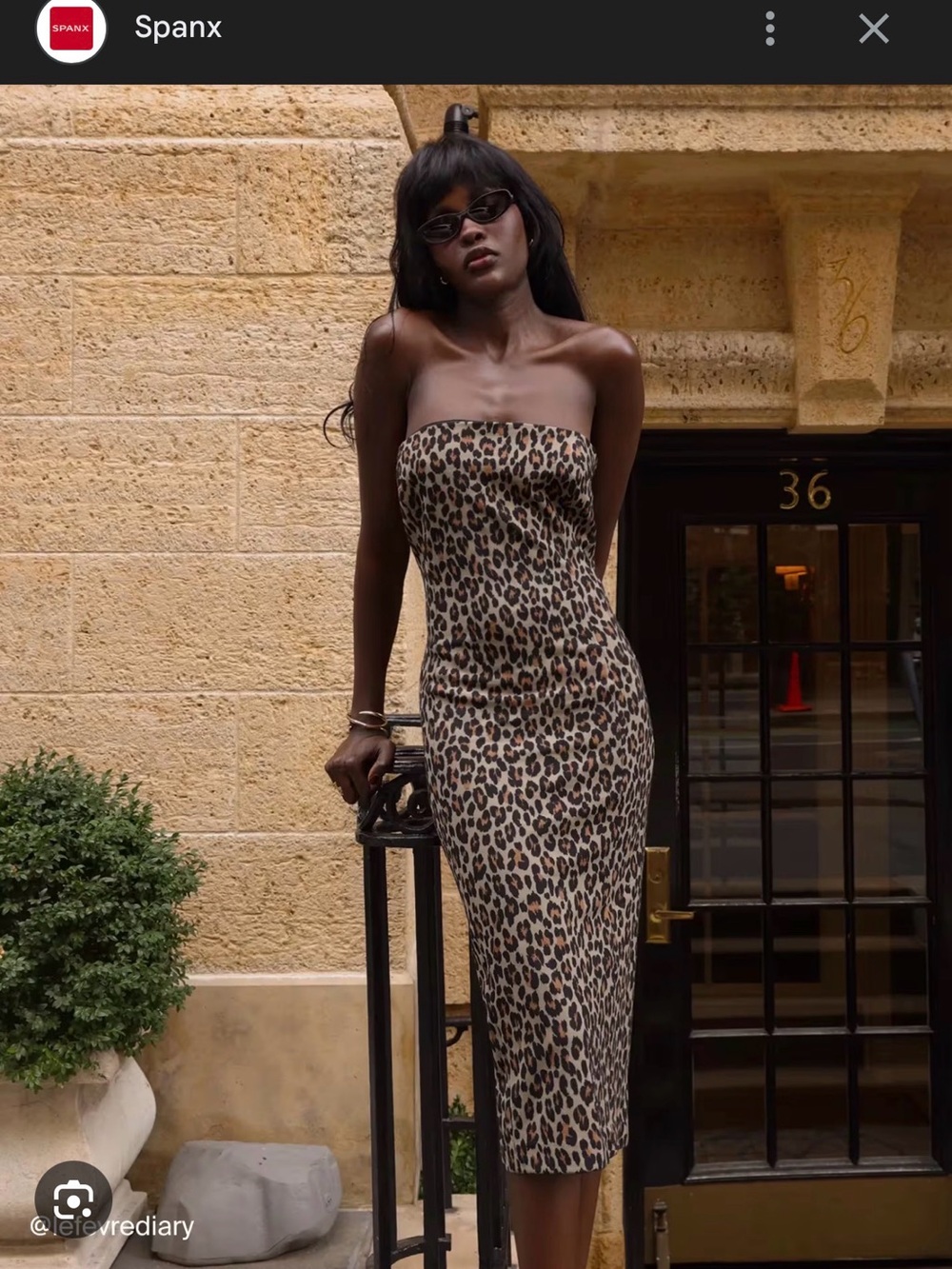 SPANX Leopard-Print Strapless Midi Dress in Tan and Black